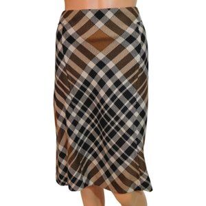 AK Anne Klein Skirt Plaid Wool Blend Straight Chic